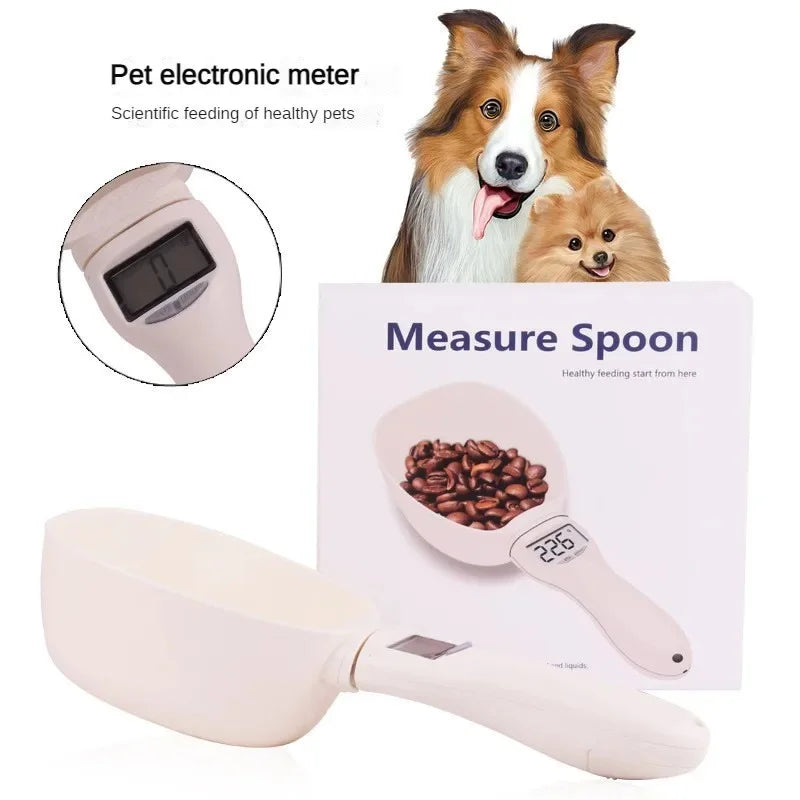 Colher medidora de alimentos para animais de estimação, copo medidor eletrônico de alimentos para cães e gatos, balança digital de cozinha com display de LED