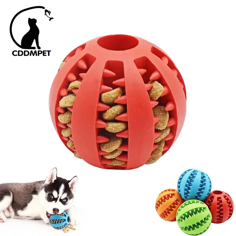 Bola de brinquedo para cães pequenos, elasticidade interativa, brinquedo de mastigar para limpeza dos dentes, bola de comida de borracha, acessórios para animais de estimação