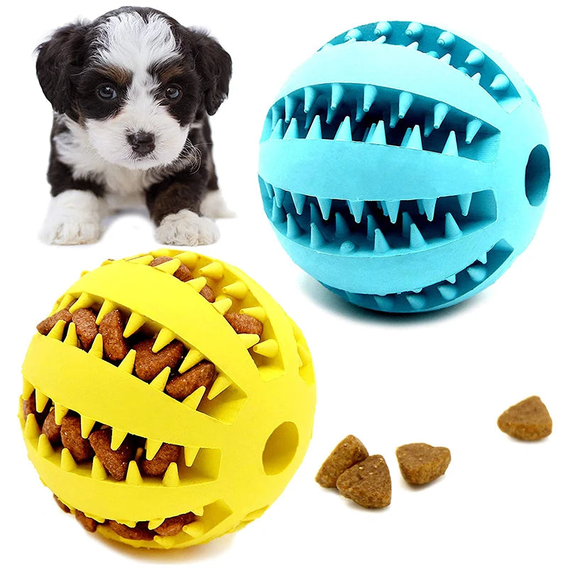 Bola de brinquedo para cães pequenos, elasticidade interativa, brinquedo de mastigar para limpeza dos dentes, bola de comida de borracha, acessórios para animais de estimação