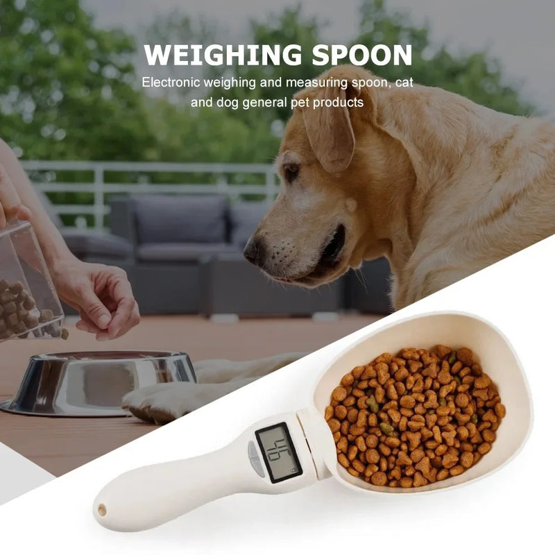 Colher medidora de alimentos para animais de estimação, copo medidor eletrônico de alimentos para cães e gatos, balança digital de cozinha com display de LED