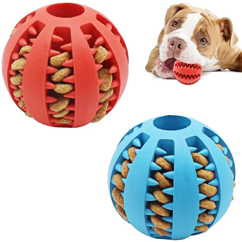 Bola de brinquedo para cães pequenos, elasticidade interativa, brinquedo de mastigar para limpeza dos dentes, bola de comida de borracha, acessórios para animais de estimação