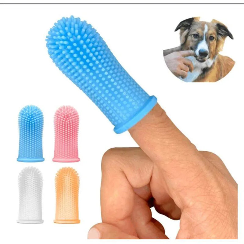 Cão super macio pet dedo escova de dentes limpeza mau hálito cuidados não tóxico silicone ferramenta escova de dentes cão gato suprimentos de limpeza