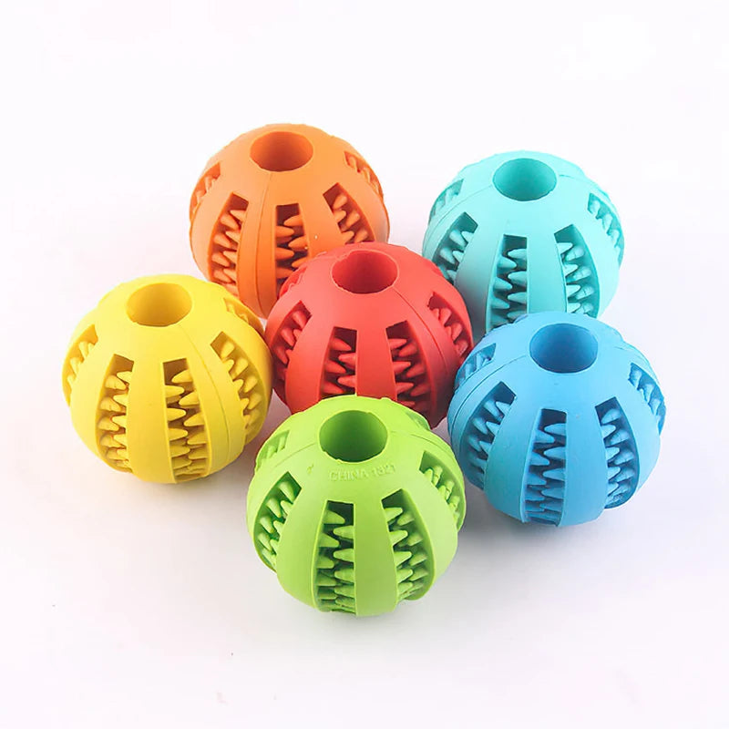 Bola de brinquedo para cães pequenos, elasticidade interativa, brinquedo de mastigar para limpeza dos dentes, bola de comida de borracha, acessórios para animais de estimação