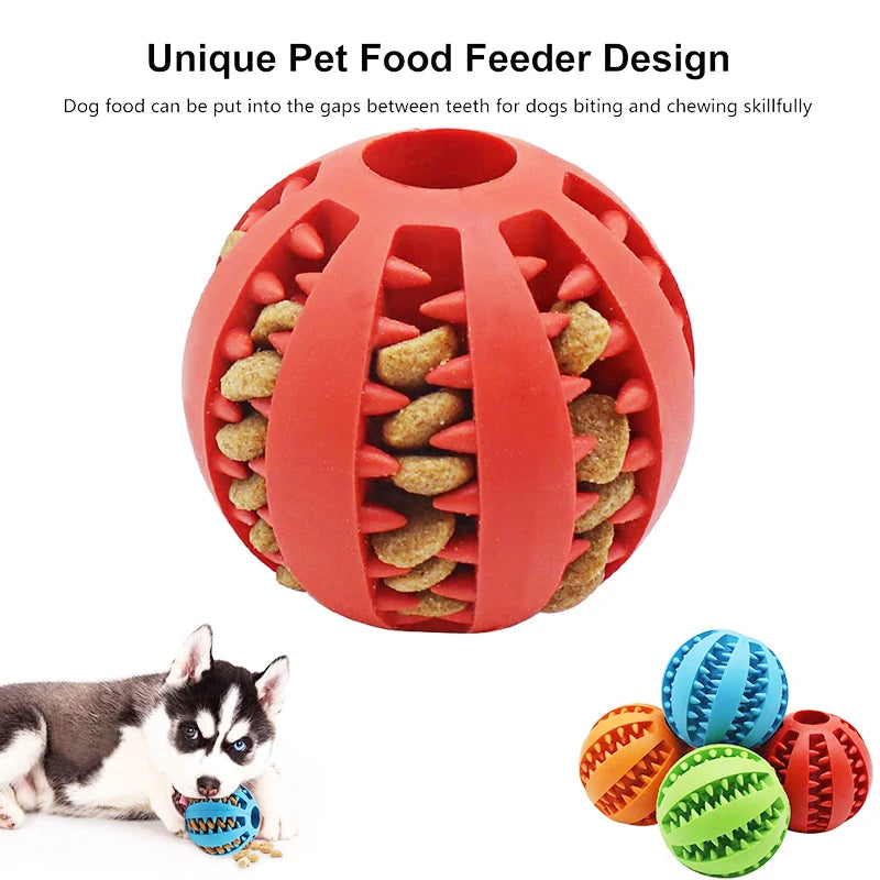 Bola de brinquedo para cães pequenos, elasticidade interativa, brinquedo de mastigar para limpeza dos dentes, bola de comida de borracha, acessórios para animais de estimação