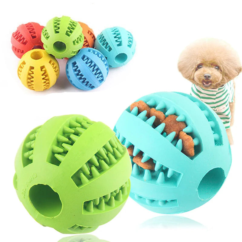 Bola de brinquedo para cães pequenos, elasticidade interativa, brinquedo de mastigar para limpeza dos dentes, bola de comida de borracha, acessórios para animais de estimação