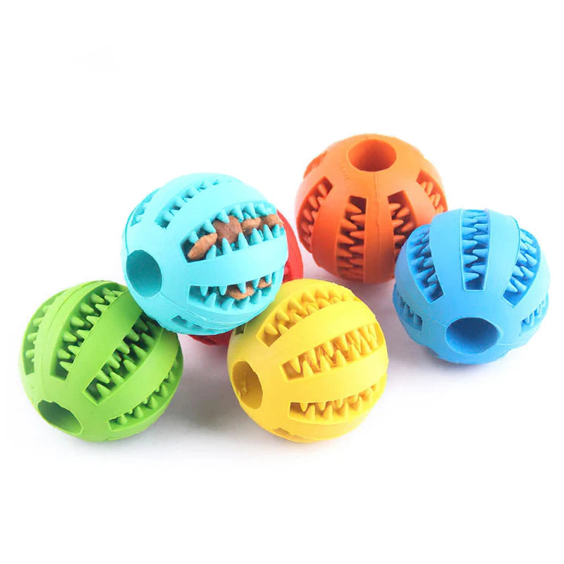 Bola de brinquedo para cães pequenos, elasticidade interativa, brinquedo de mastigar para limpeza dos dentes, bola de comida de borracha, acessórios para animais de estimação