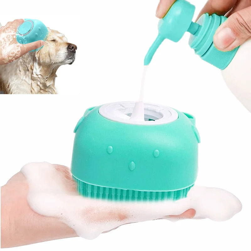 Escova de banho para animais de estimação, silicone macio, massageador, gel de banho, ferramentas limpas, pente, cão, gato, suprimentos de limpeza